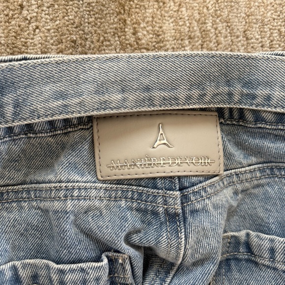 Maniere De Voir Women's Talia in Mid Blue Denim Strap Cargo Jeans Size 8 - Picture 4 of 13